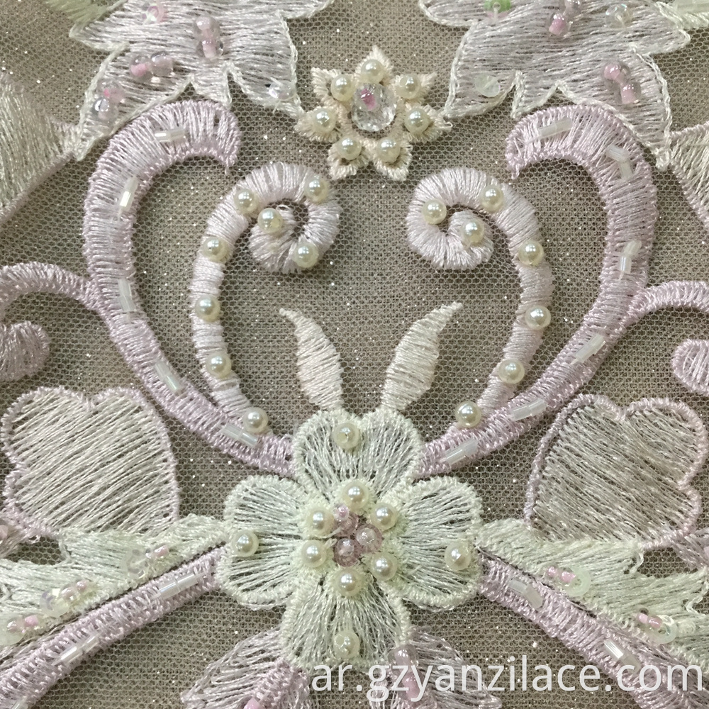 High Quality Handmade Embroidery Wedding Beaded Fabric